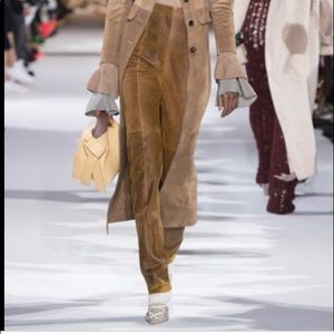 Celine tan suede paneled pants
